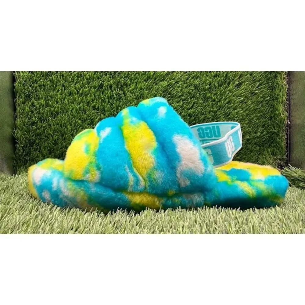 UGG Kids Fluff Yeah Slide Oasis Blue Slippers 1123636K – Size 6